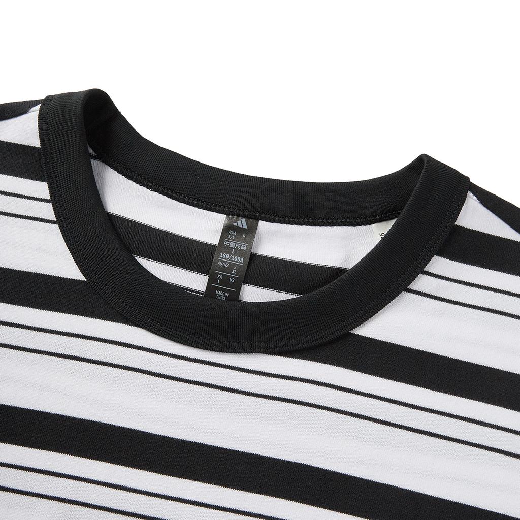 Adidas Sports Lifestyle SS25 Moisture-Wicking Breathable Loose Fit Crew Neck Short Sleeve T-Shirt Men Tops Black White KC4556