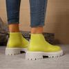 Autumn New Round Toe Rear Zipper Anti-Slip Wear-Resistant Short Boots Block Heel Platform Single Boots