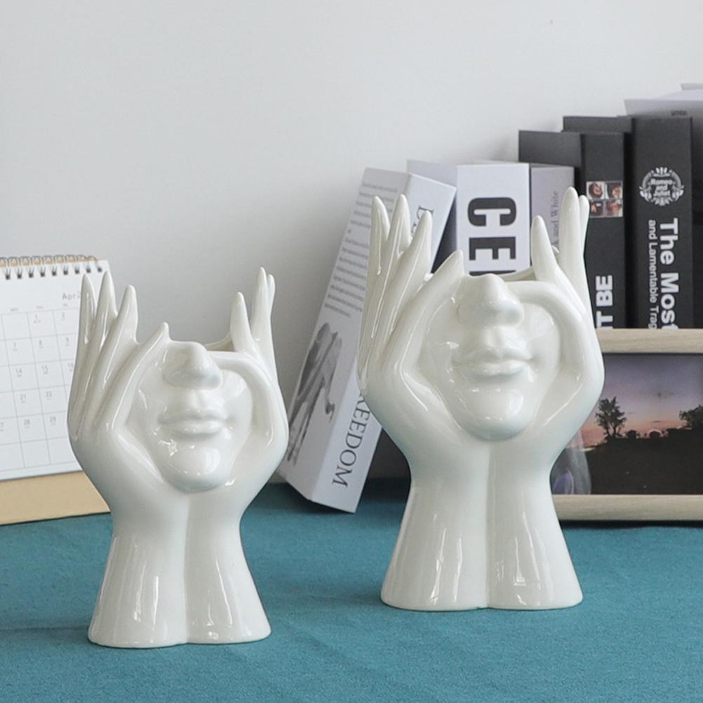 Minimalist Face Ceramic Vase Art Sculpture Home Decor Flower Arrangement Centerpiece Modern Living Room Ornament Gift
