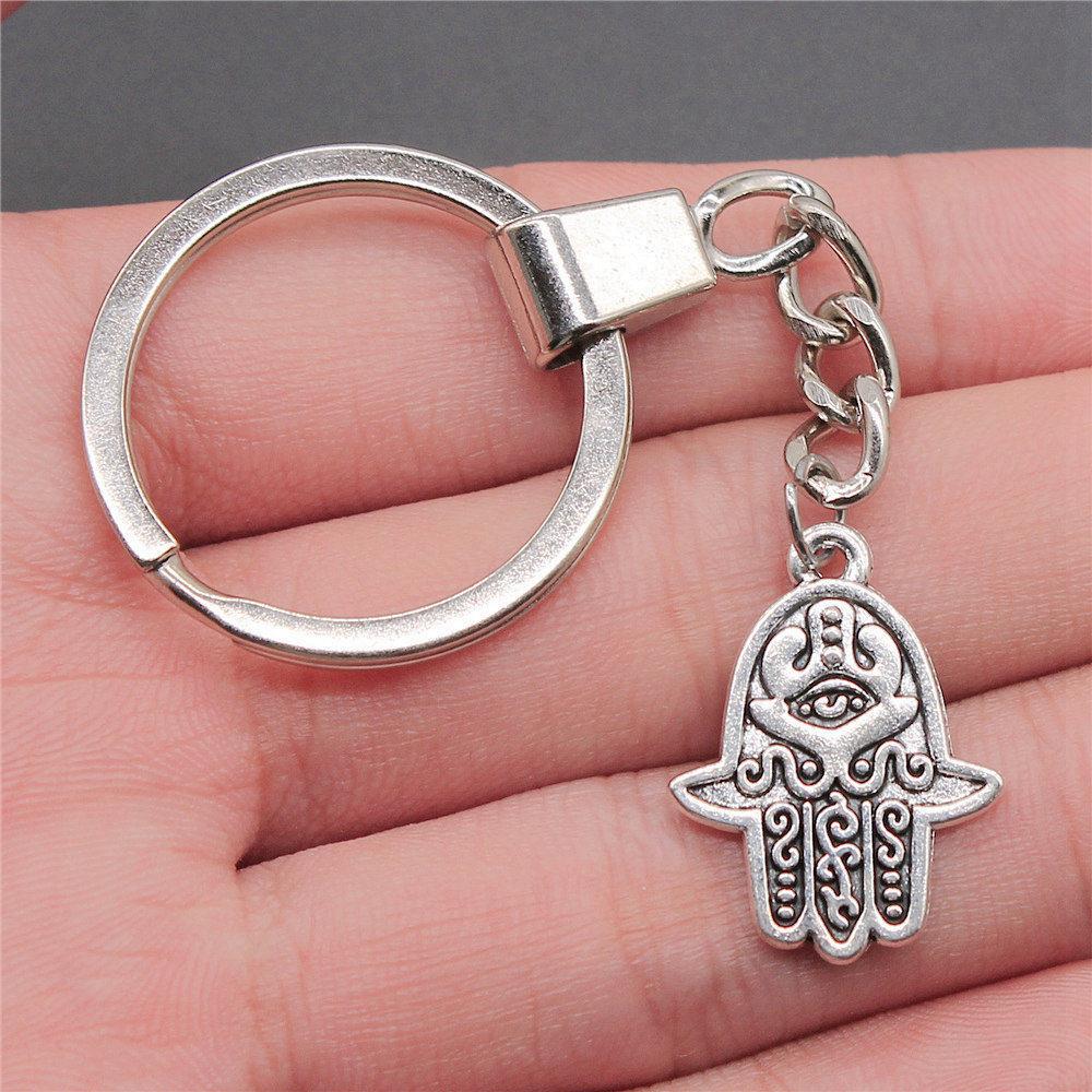 Star of David Talisman Amulet Pendant Antique Bronze Metal Keychain with 30mm Ring for Boys Bag Charm