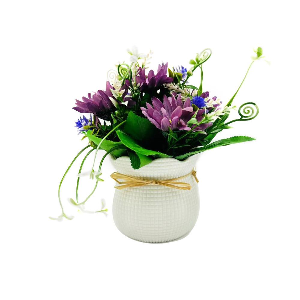 Chrysanthemum Sunflower Square Pot Faux Potted Plant For Living Room Tabletop