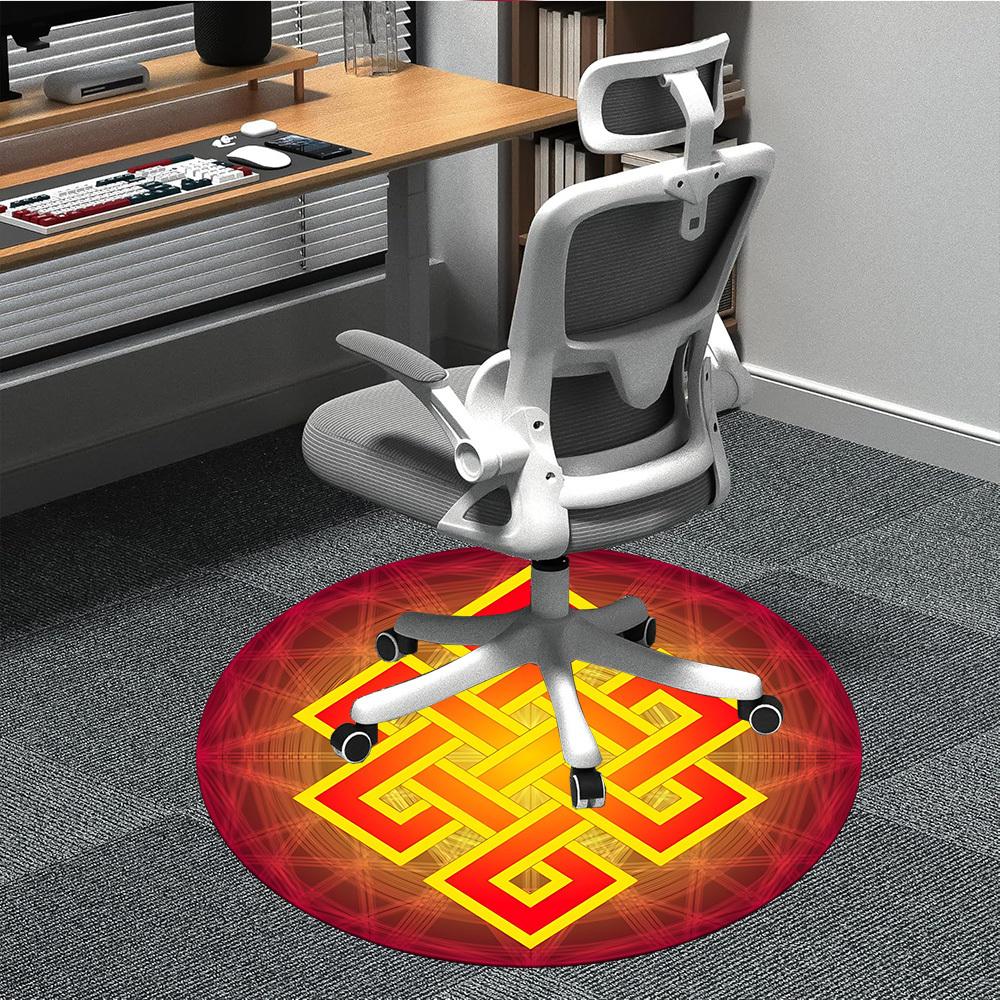 

1pc Knot Symbol Chair Carpet for Office, Round Polyester Mat, Indoor Decor for Office, Washable Non-slip Carpet yy251219072 80cm by 80cm