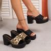 Women Slippers Summer Open-toe High Heels Slippers Wedges Platform Sandals for Women Leopard Print Design Sandal Sandalias Mujer