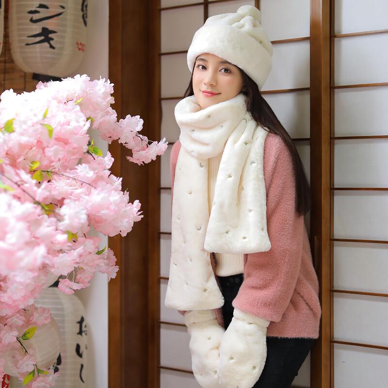 Women's Winter Japanese Style Hat, Scarf & Gloves Set