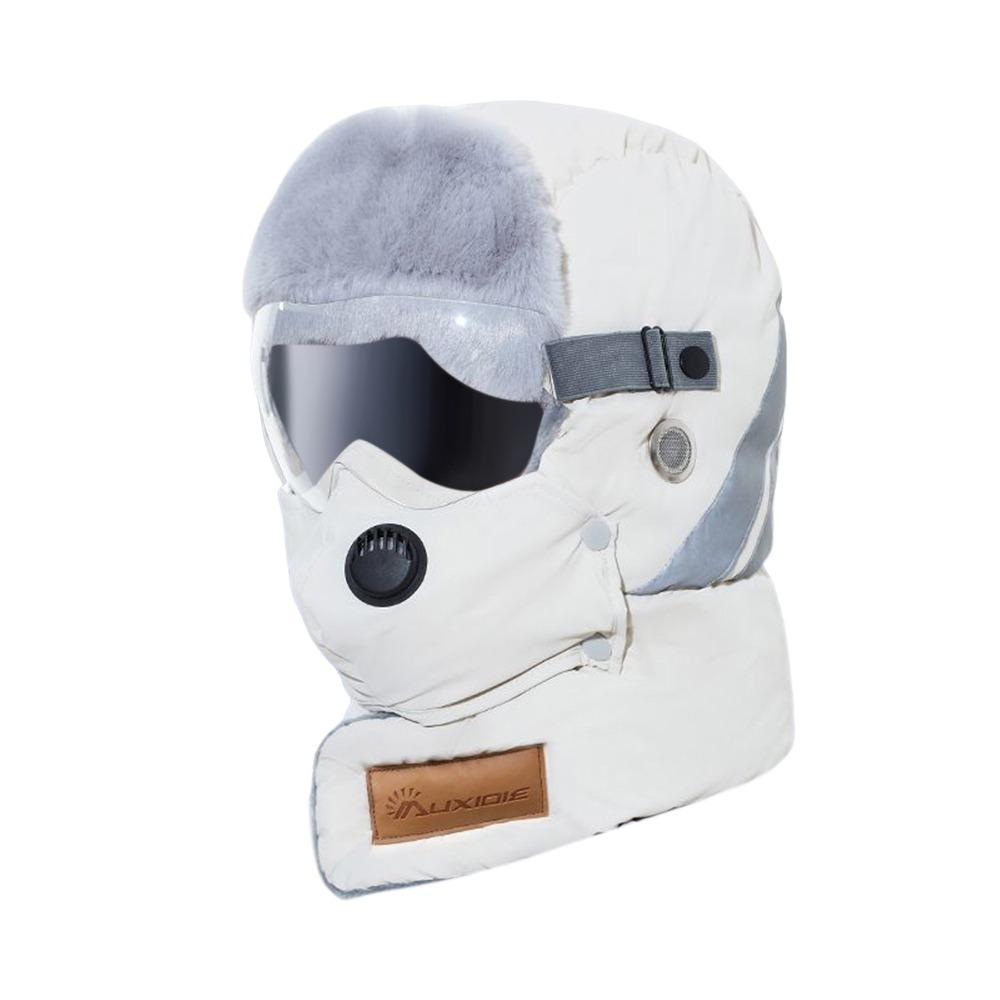 Unisex Bomber Hat Thickened Keep Warm Russian Ushanka Hat Windproof with Goggles Cycling Ear Protection Hat for Outdoor Sports