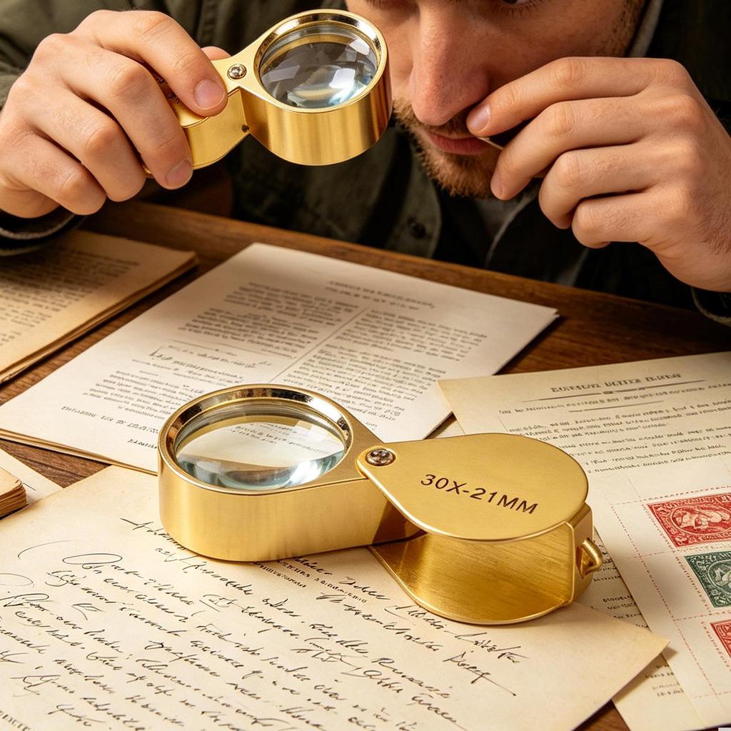 30x Portable Waterproof Seniors Reading Magnifying Glass Foldable Magnifying Glass For Jewelers Collector Appraiser Philatelist