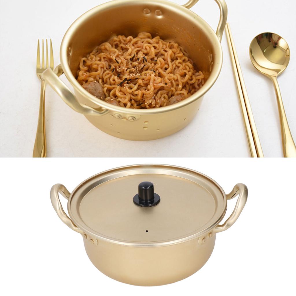 Korean Ramen Pot Good Thermal Conductivity Lightweight Stackable Portable Ramen Pot with Lid for Home Camping Hiking