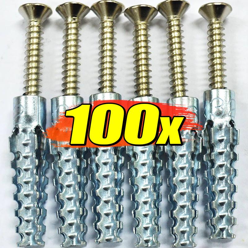 

Wholesale Serrated Steel Self Tapping Screws Metal Expansion Tube Pipe Drilling Plug for Concrete Wall Anchors Fastener Bolt Kit 100 Sets