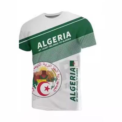 Herren 3D-Druck Streetwear T-Shirt Algerienflagge Aufdruck Kurzarm Rundhals Pullover lässiges Oberteil
