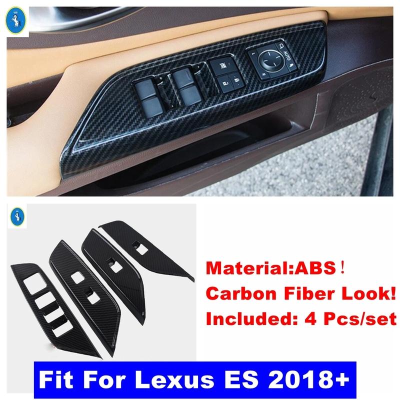 ABS Auto Dveře Loketní opěrka Okno Zvedák Tlačítko Spínač Ovládací Panel Kryt Lišta Pro Lexus ES 2018 - 2025 Uhlíková Vlákna Doplňky