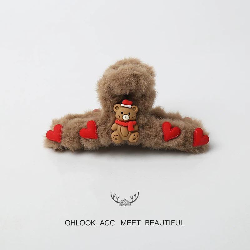 

Милые плюшевые заколки-крабики с маленькими медвежатами для женских осенне-зимних причесокЗаколки-акулыБольшие и нишевые заколки для волос