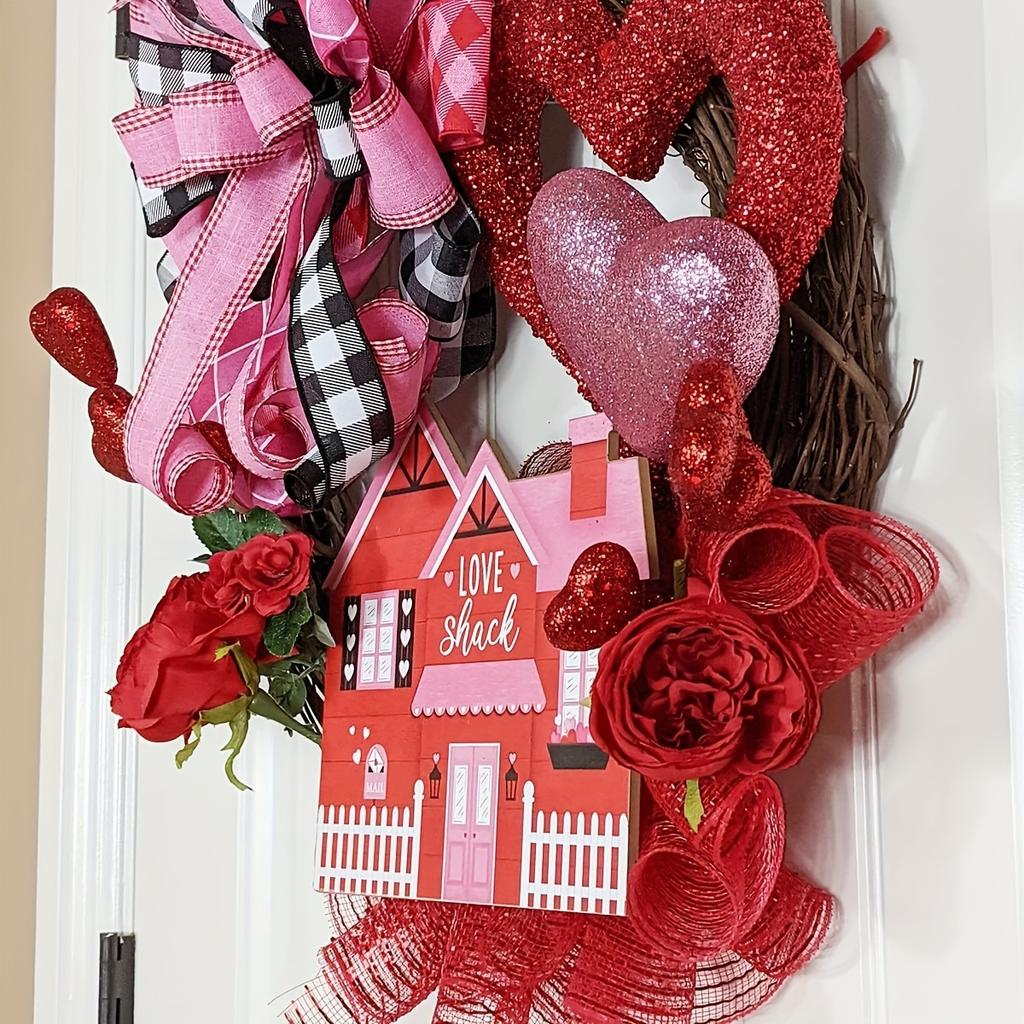 4 Rolls 10 Inch Red/Pink/White Decorative Mesh Ribbon, for Wreath Supplies Front Door Wreath Crafts Tree Decor Christmas NewYears Valentine'S Day