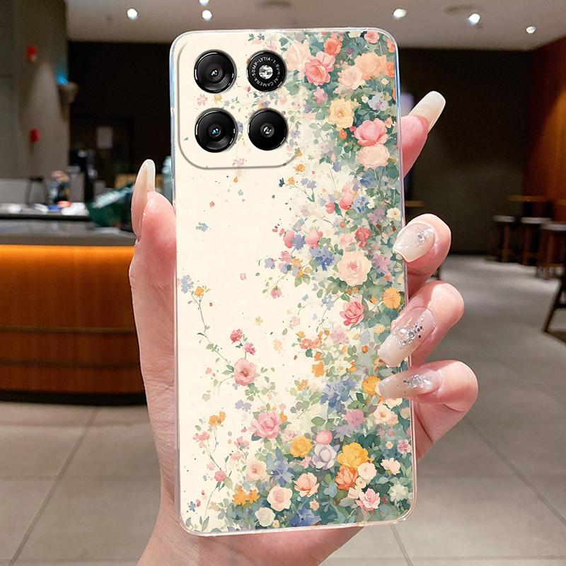 For Motorola Moto G57 Power / G67 Power 5G Case Clear Luxury Fashion Butterfly Flowers Soft TPU Silicone Casing Protective Cover