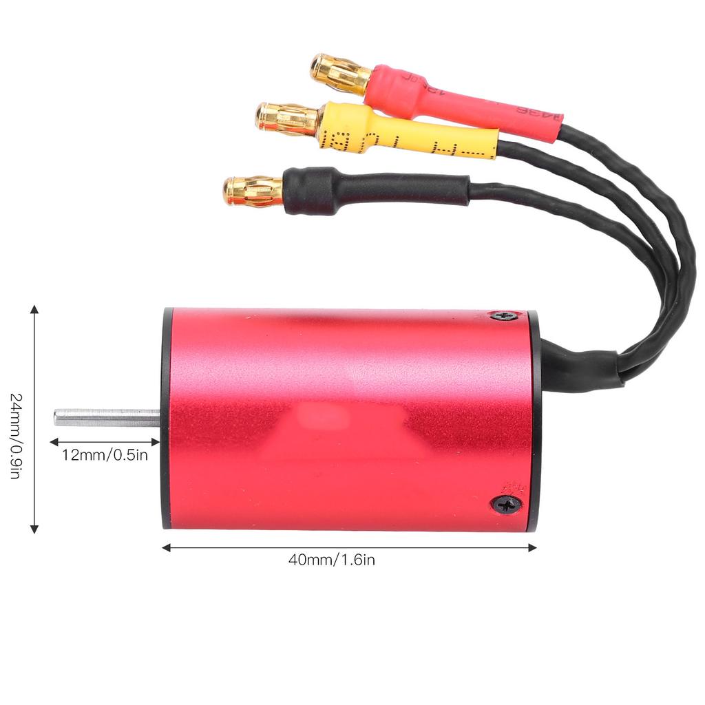 HH2440 4000kv Brushless Motor Lightweight for 1/18 RC Brushless Car/Ship Red Metal