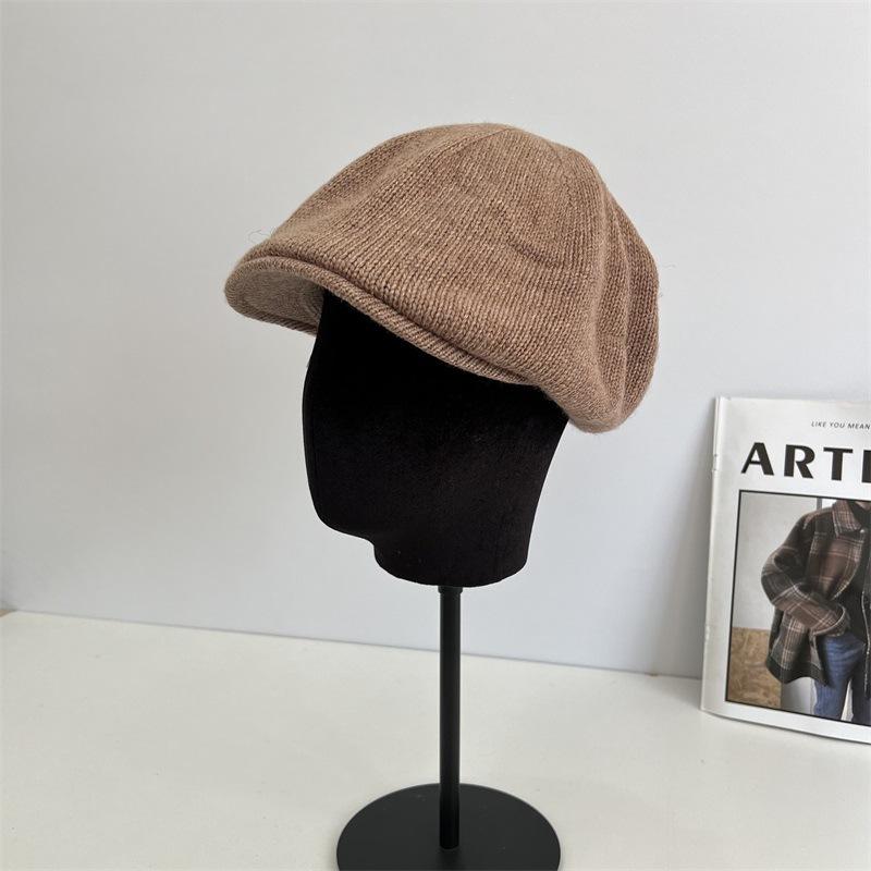 

Ретро олд мани стиль, кепка с большим обхватом головы, женская осенне-зимняя теплая шерстяная вязаная восьмиугольная шляпа, модная нейтральная папина шляпа M（56-58cm） хаки
