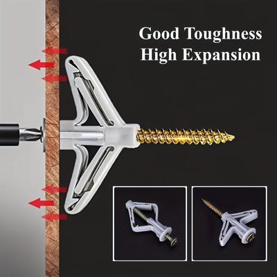 30/50 Set of Gypsum Board Expansion Screws, Expansion Tubes, Plastic Plugs, Butterfly Type Self-tapping Screws