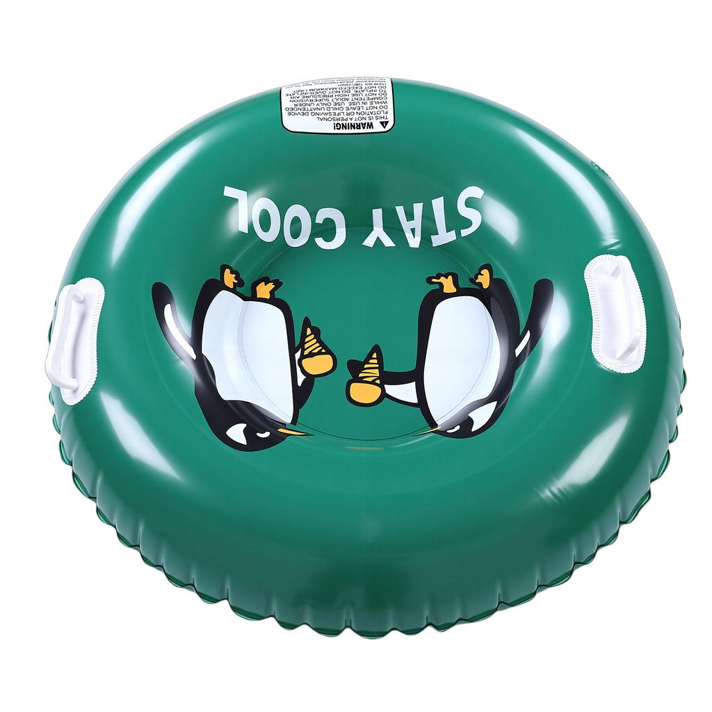 Snow Tube Cold Resistance Heavy Duty Thickened Inflatable Snow Tube Sled with Dual Handles for Whole Family Green