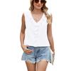 Chiffon Sleeveless V-neck Top with Pleated Ruffle Hem Loose Fitting Women's Blouses & Shirts
