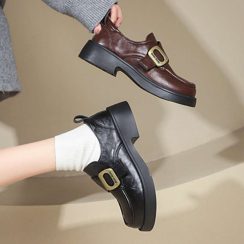 Small Leather Shoes Women's British Style New Spring and Summer Versatile Skirt Black Jk Single Shoes Commuter Soft Sole