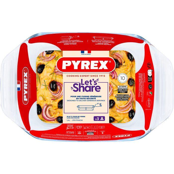 Plat a four rectangulaire - PYREX - Let's Share - 27 x 17 cm - Verre