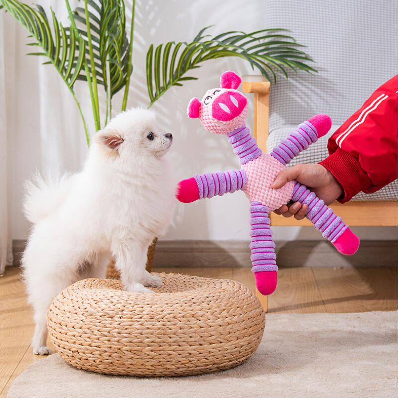 Durable Corn Fleece Animal Squeaky Toys for Dogs Chew Resistant Plush Elephant Bear Pig Pet Toys Interactive Play Biting Toys