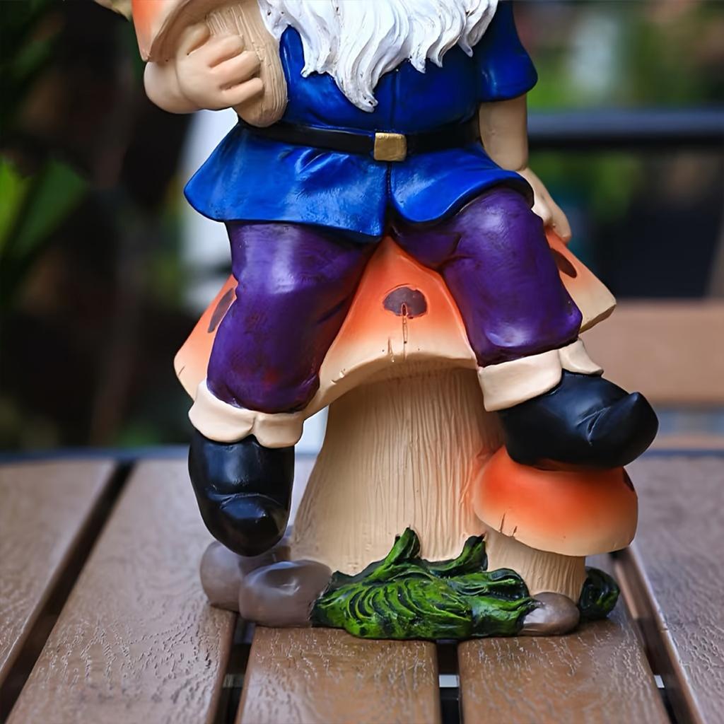 Garden Gnome Mushroom Statue Resin Ornament Outdoor Decor Birthday Gift Home Decoration