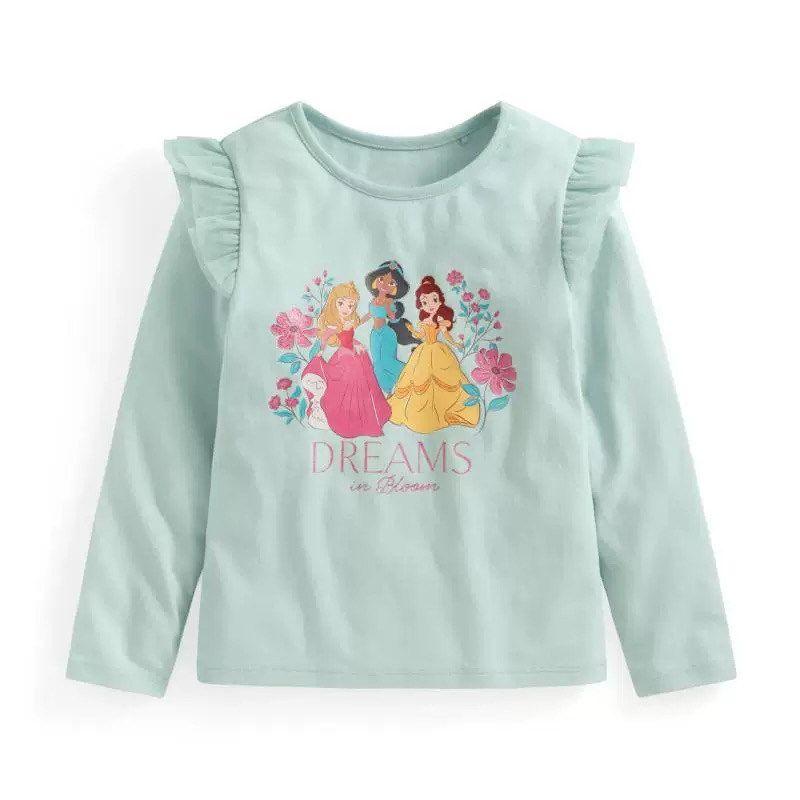 Of Girls' Long-Sleeved T-Shirts, Pure Cotton Girls' Bottoming Shirts, Cartoon Baby Pullovers, Shoulder Gauze Princess Children's Clothing for Girls