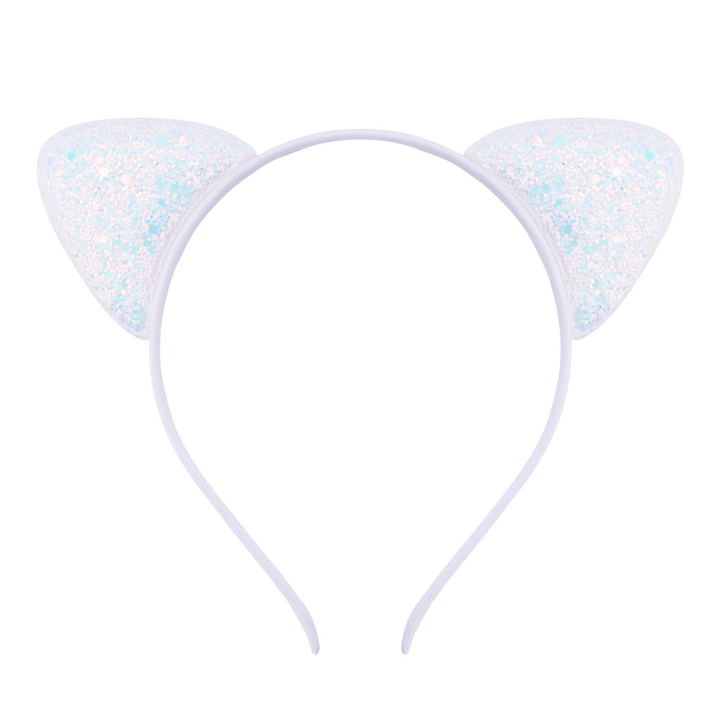 Glitter Cat Ears Headband Kitty Headband for Girls and Women Sparkly Hair Metal Hoop Shiny Hairbands Hair Accessories for Daily