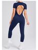 European & American 3D Backless Short Sleeve Jumpsuit - Autumn/Winter Yoga Activewear