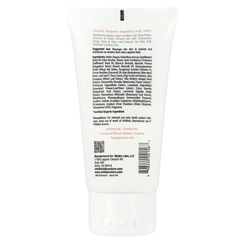 Mild By Nature Nährende Körperlotion, Kokosnuss Bergamotte, 74ml (2,5 fl oz)