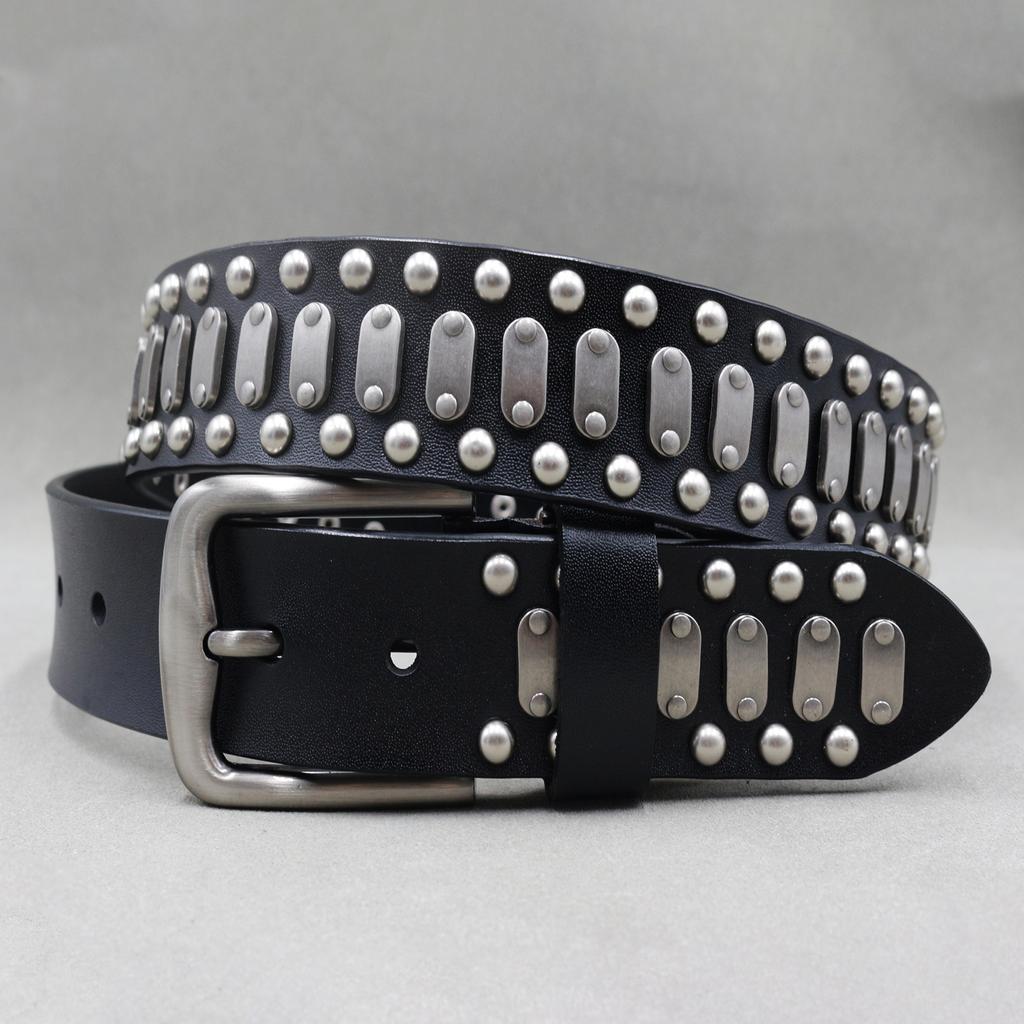 Metal Rivet Belt Luxury Designers Men Rivet Punk Belt Cow Genuine Leather Cintos Masculinos Male Women Rock Hip Hop Strap Waist
