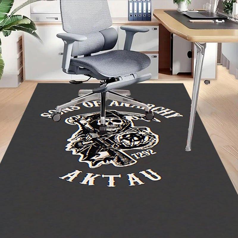1pc Sons of Anarchy Themed Office Carpet Chair Mats - Durable Polyester Rug for Home Theater, Office, Dorm Room Decor - tA35