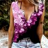 Women Tanks Sexy V Neck Sleeveless Summer Tops Vest 3D Beautiful Flower Print Cool Lightweight Tops