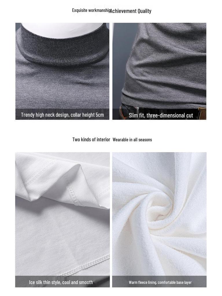 Herr Slim Fit Modal Höghals Merceriserad Bomulls T-shirt