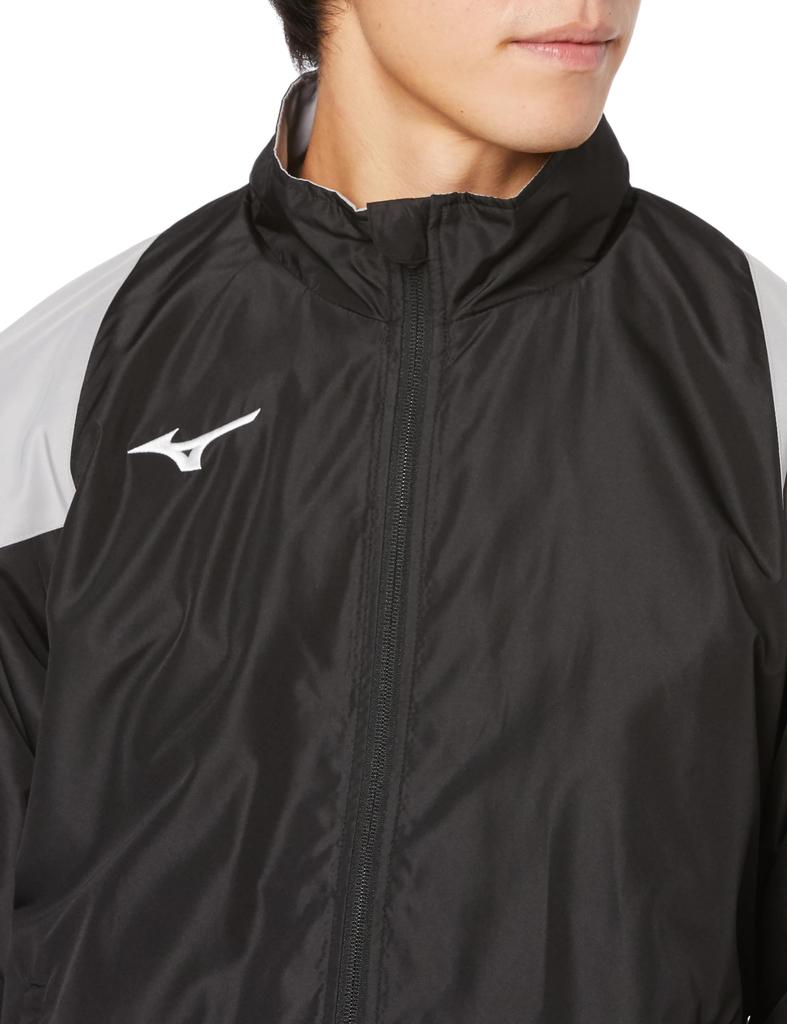 Mizuno Breath Thermo Training Warmer and XL Jacket, Moisture-Wicking Heat-Generating, 32MEA655, Black/Alloy Gray,