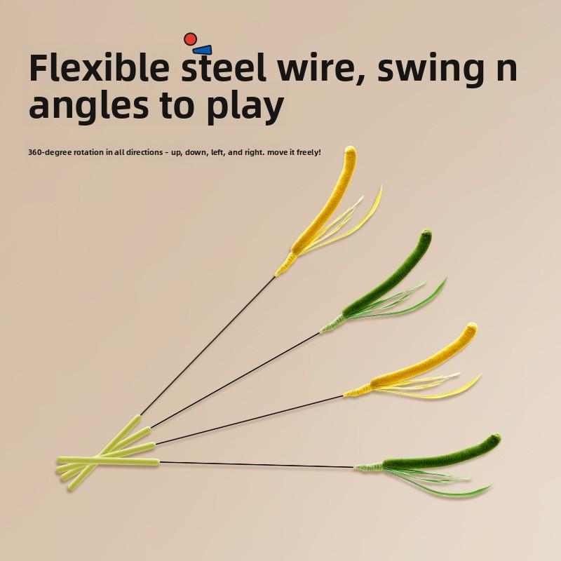 Cat Toy Dog Tail Grass Extra-long Cat Toy Stick Feather Stick Steel Wire Cat Toy Feather Cat Toy Stick Flexible