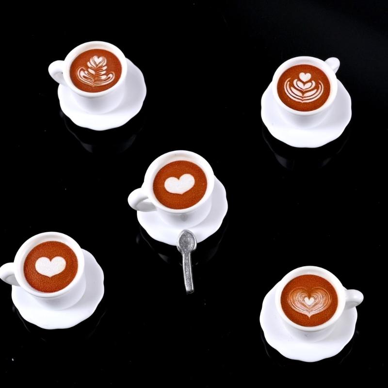 Coffee Cup Spoon Miniature Coffee Cups Pretend-Play Kid Saucer Kitchen Realistic Dollhouses Saucer Props
