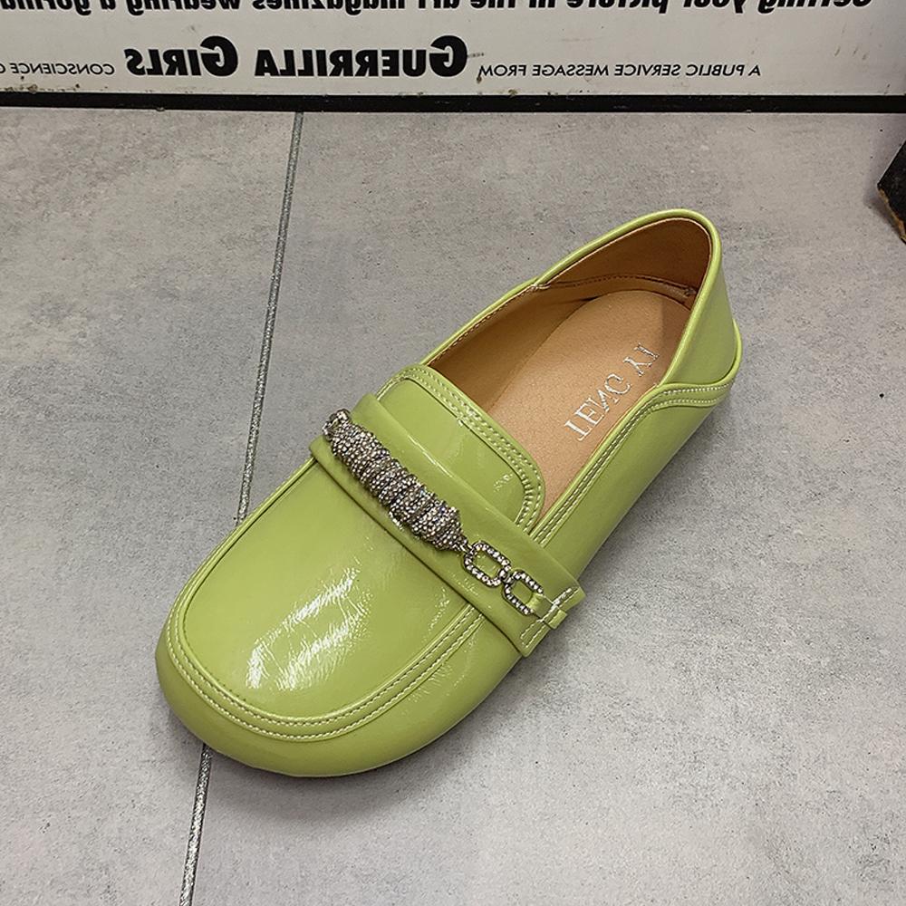 Fashion Women Loafers Plus Size Casual Women Shoes Female Flat Shoes Designer Women Mullers Patent Leather Rhiestones Shoes