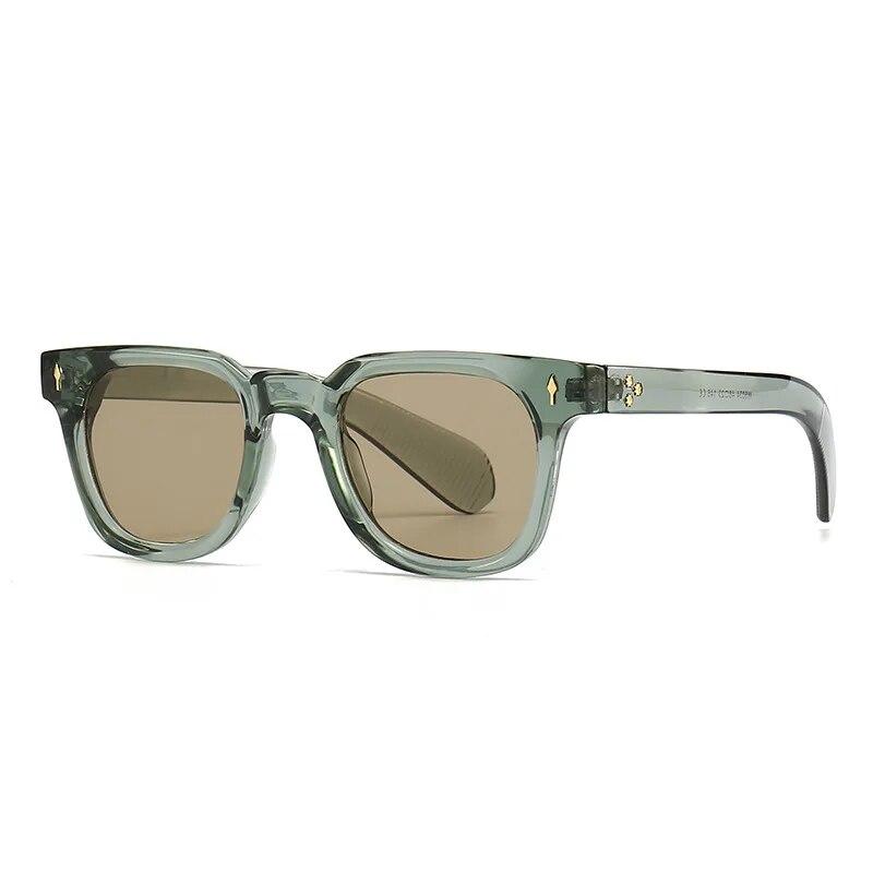 Retro Square Men Rivets Sunglasses Shades UV400 Fashion Women Green Sun Glasses