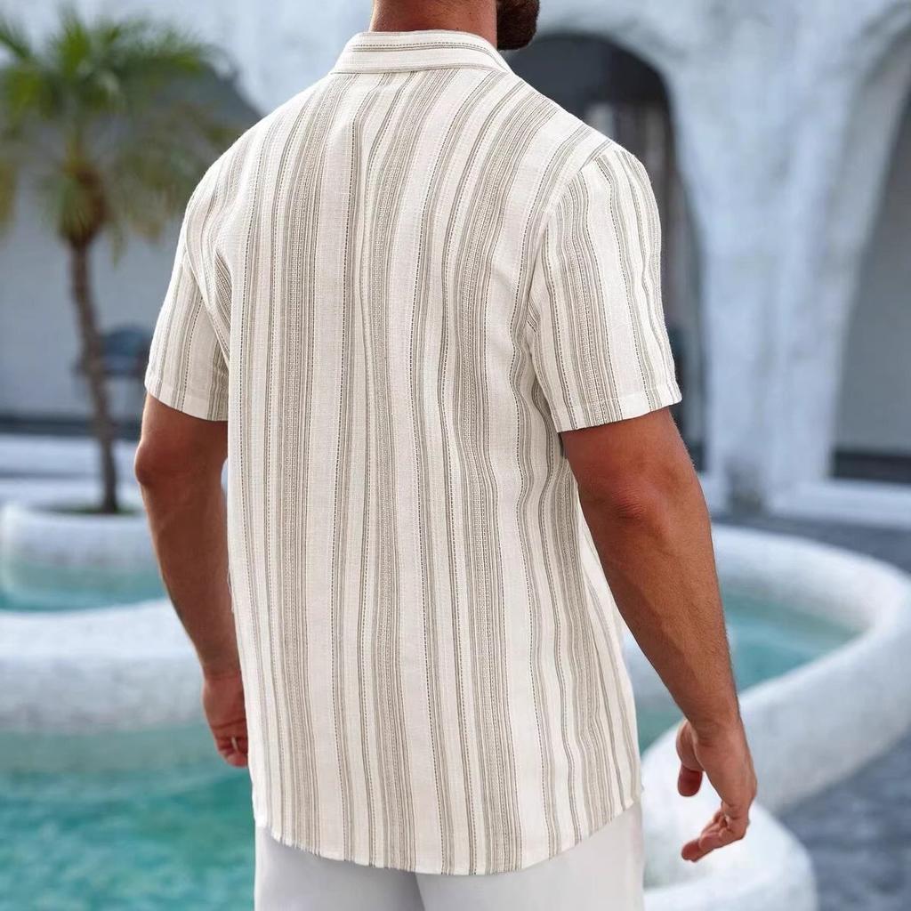 Fashion New Men Clothes Summer Short Sleeve Stripe Shirt 100% Polyester 3D Digital Print Cool Shirt Tops