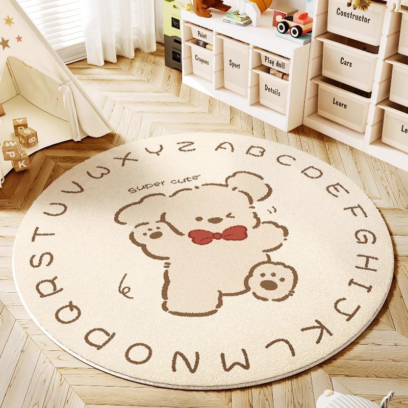 Cartoon Style Bedroom Decor Round Carpet Animal Patterns Carpets for Living Room Fluffy Soft Children Floor Mat Thick Plush Rug