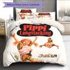 Pippi Book Pattern Bedding Home Decoration Birthday Gift ( 1 duvet cover + 2 pillowcase, without core),fan merchandise.