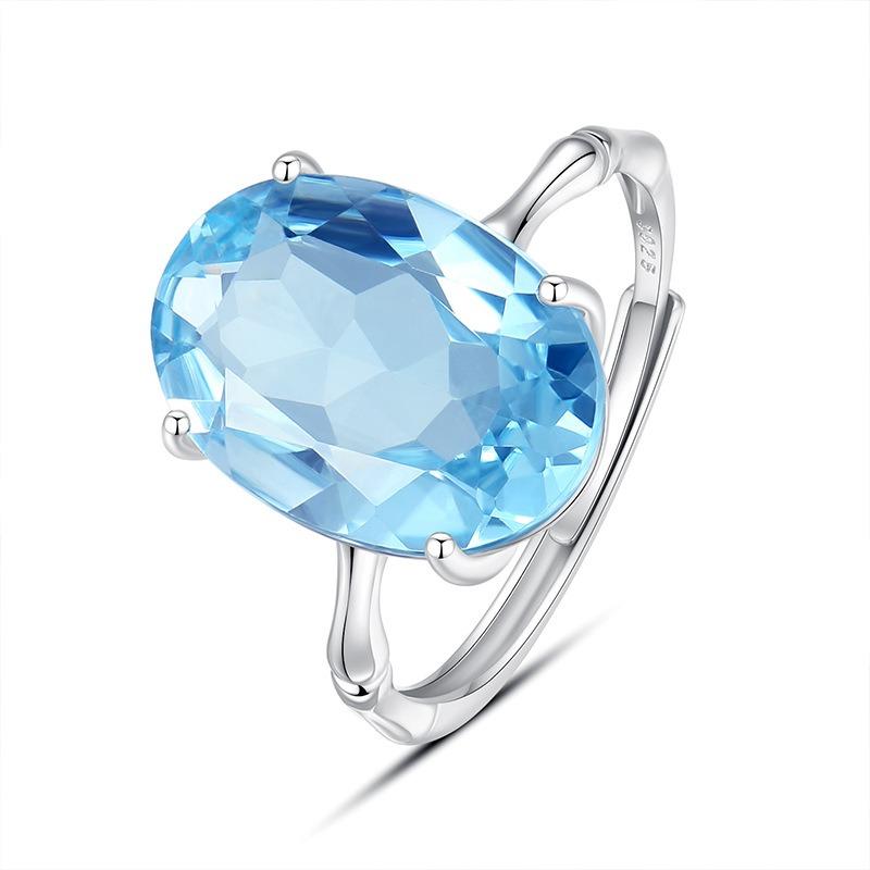Natural Explosion Topaz Amethyst Citrine Ring S925 Silver Light Luxury Jewelry Main Stone 10 * 14mm Fashion Gift