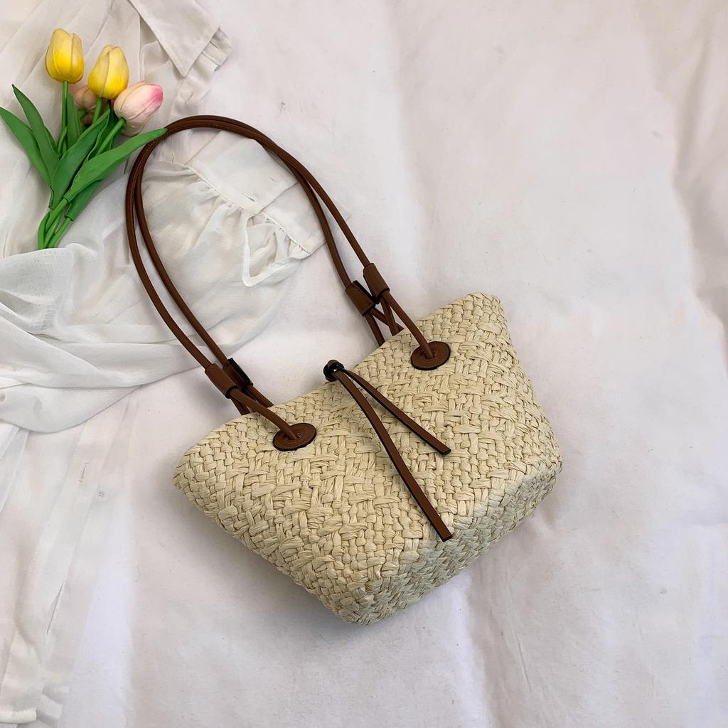 Women's Large Capacity Shoulder Bag Summer Straw Woven Basket Handbag Fashion Female Luxury Designer Beach Bag Bali Shopper Tote