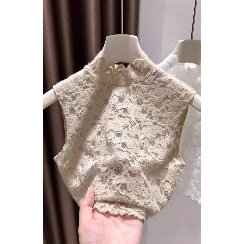Brushed Lace Sleeveless Vest Women's Spring and Autumn Fake Collar New Inner Layering Shirt