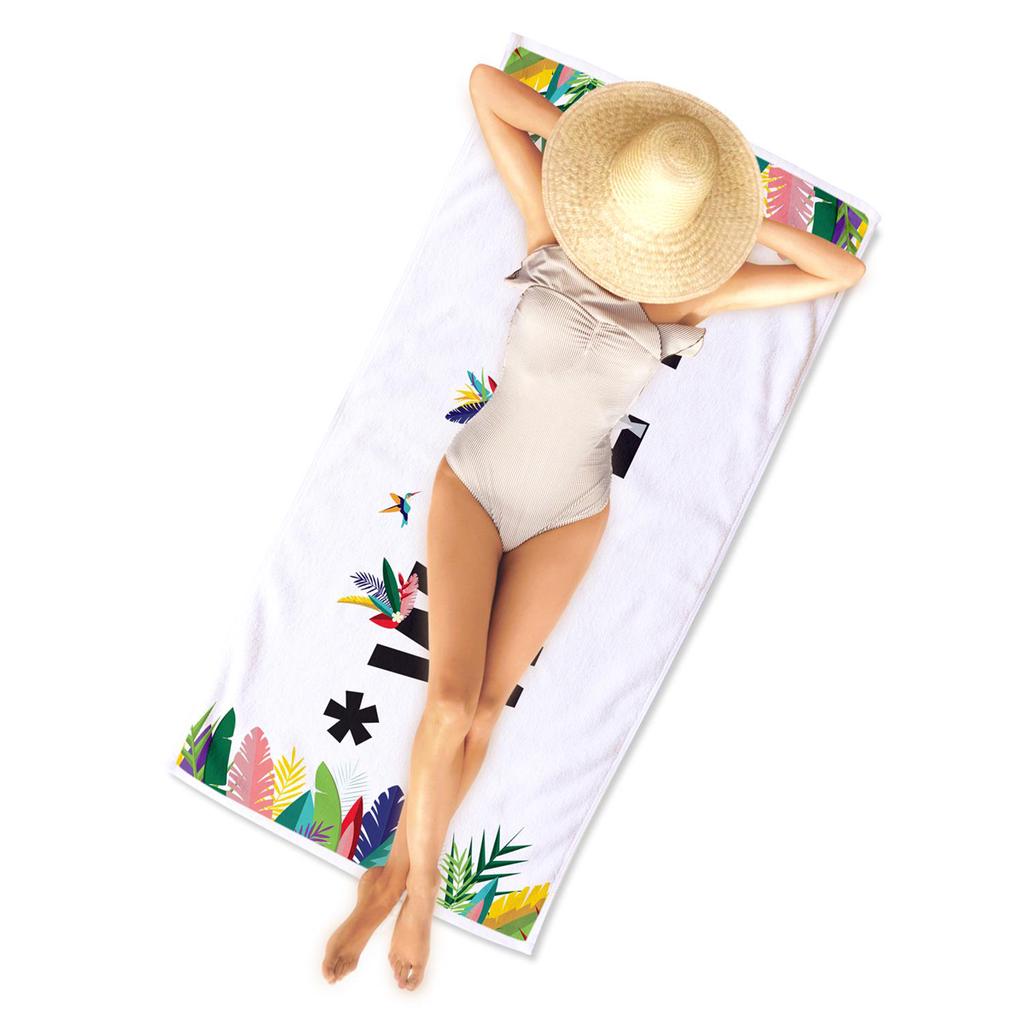 Les Trésors De Lily [Q9031] - Designový osuška 'Tropical' bílá multicolor (divoká) - 150x70 cm