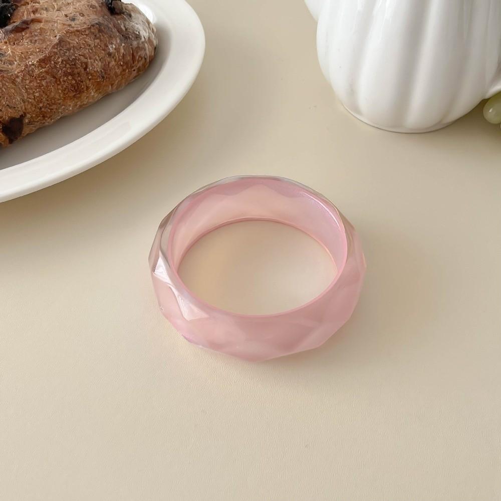 Bohemian Colorful Resin Bangle Transparent Wide Chunky Hand Ring Exaggerated Pearly Bracelet Girls