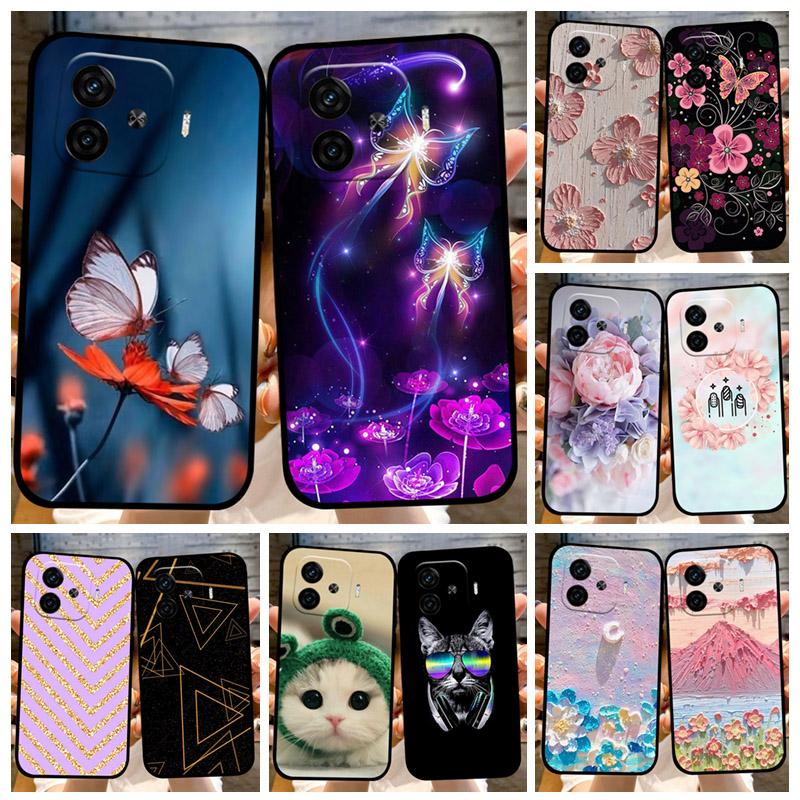 Für Vivo IQOO Z9 Turbo Rückabdeckung Mode Schwarz Weiches TPU Silikon Handyhülle Für IQOO Z9 Turbo 5G Handy Schutzhülle Fundas