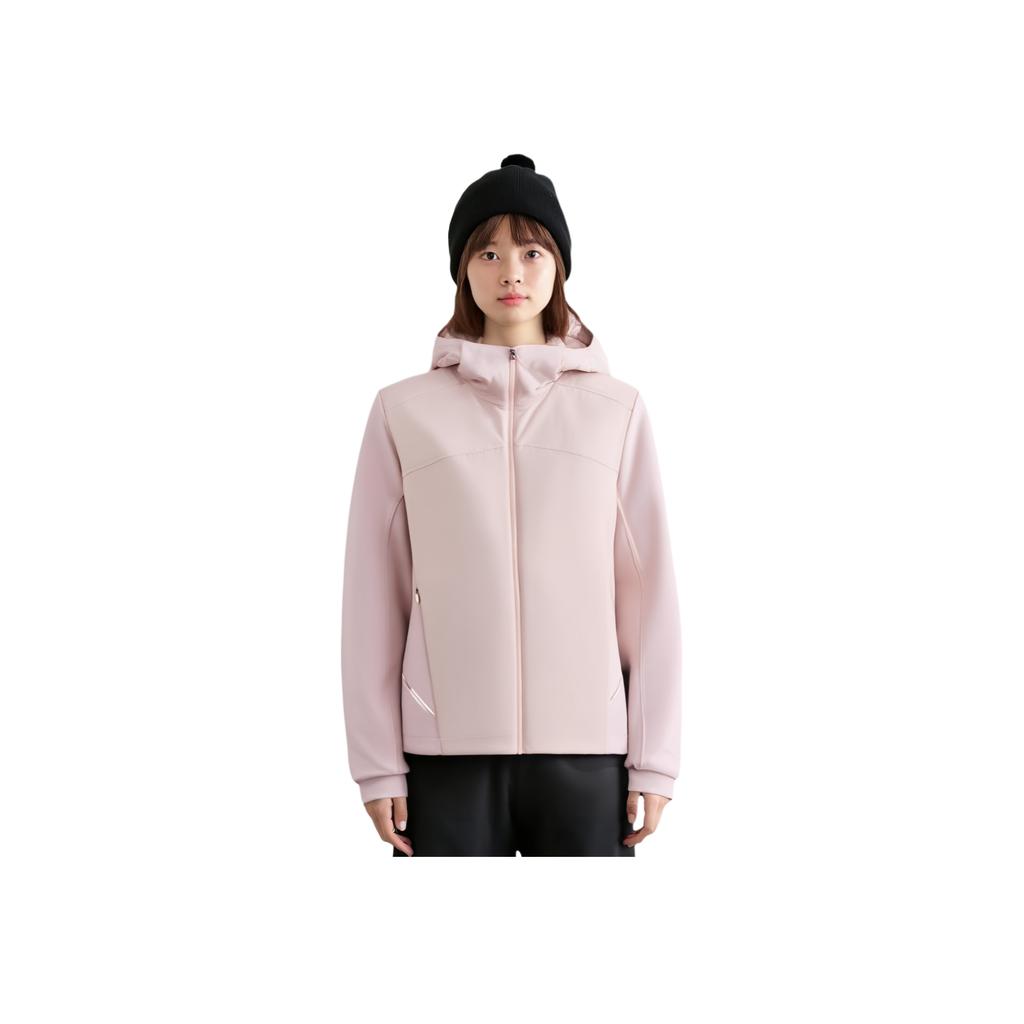Anta Champion Outdoor Series Solid Color Zipper Hooded Water-Resistant Warm Cotton Jacket Women jackets Ice-Taro-Pink 162510803-5