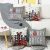Gray Christmas Tree Christmas Throw Pillow Cover Linen Letter Print Holiday Decoration Living Room Sofa Cushion Cover Pillow